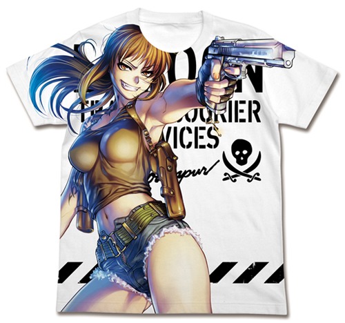小学館のブースにて販売される「ブラック・ラグーン」の「レヴィ フルグラフィックTシャツ2015ver.」。