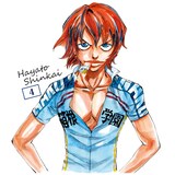 弱虫ペダル 新作tシャツ 新開が胸元を開けて補給食をくわえるイラスト コミックナタリー