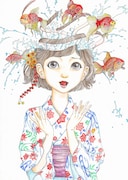 「駕籠真太郎個展 日本の夏 奇想の夏」展示作品より「金魚」。