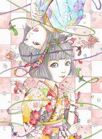 「駕籠真太郎個展 日本の夏 奇想の夏」展示作品より「勾玉と金魚」。