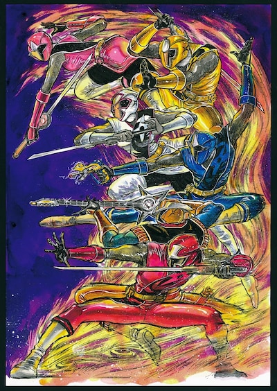 藤田和日郎が描き下ろした、「スーパー戦隊シリーズ　手裏剣戦隊ニンニンジャー Blu-ray COLLECTION 1」に付属するブックレットの表紙イラスト。