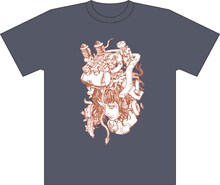 寺田克也「headmachinegirl」Tシャツのチャコール。