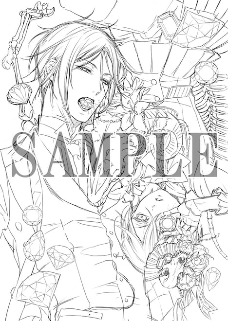 枢やな描き下ろし複製原画のラフ。(c)Yana Toboso/SQUARE ENIX