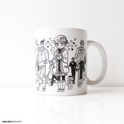 描き下ろしイラストを使用した「マグカップ（完結記念）」。持ち手を右にして見た様子。
