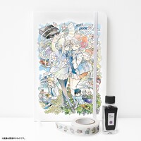 20セット限定の「スペシャル文具セット」。ノートとマスキングテープの通常セットに、入江亜季が調合した特製の灰色インクが付属する。