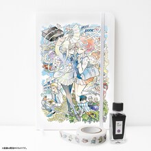 20セット限定の「スペシャル文具セット」。ノートとマスキングテープの通常セットに、入江亜季が調合した特製の灰色インクが付属する。