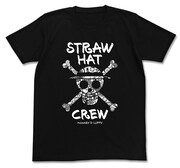 麦わらドクロ フラワーパターンTシャツ