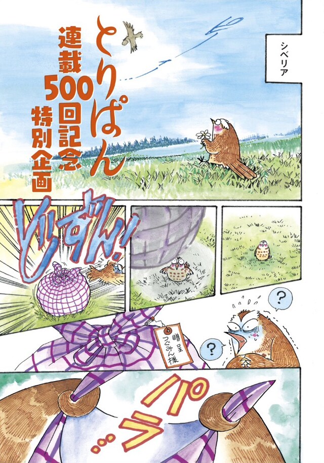 「とりぱん」第500話の扉ページ。(c)とりのなん子/講談社