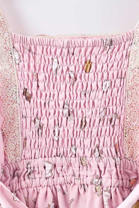 「クッキーリボンワンピース」のピンク。