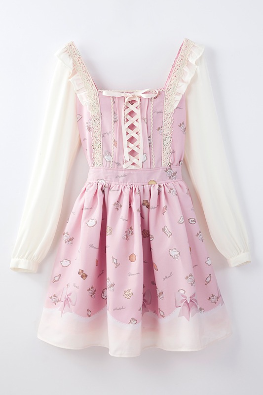 「クッキーリボンワンピース」のピンク。