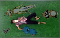 「ぼのぼの芝生広場」は人工芝に寝そべると、キャラクターと写真が撮れる仕掛けが。