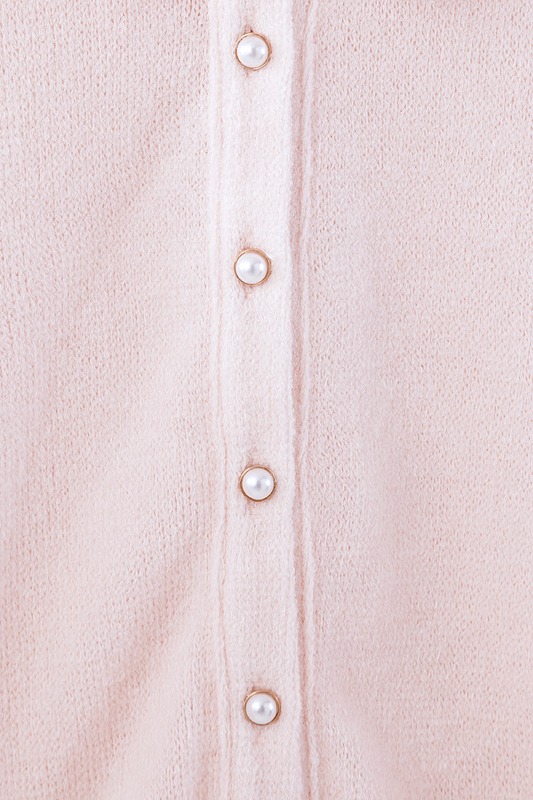 「襟付きカーディガン」のピンク。