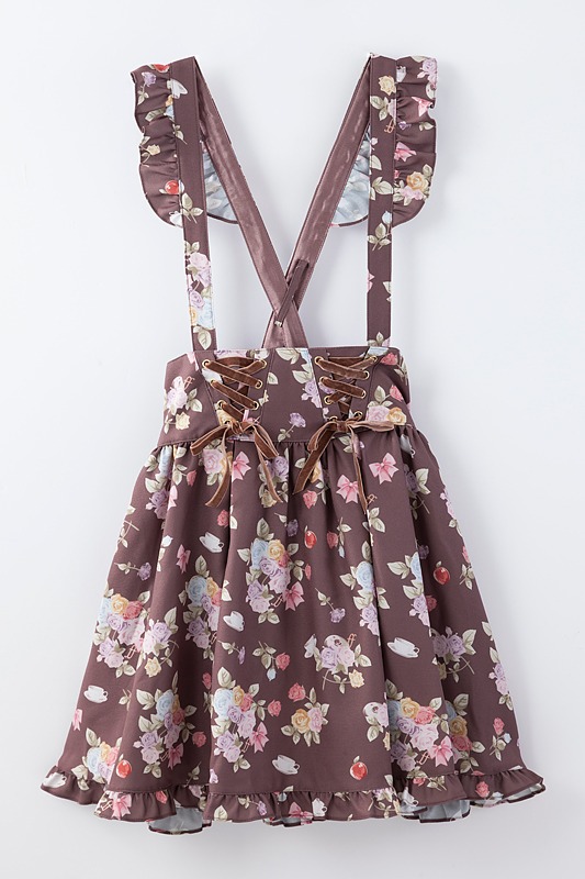 「トップス＆ジャンパースカートセット」のブラウン。