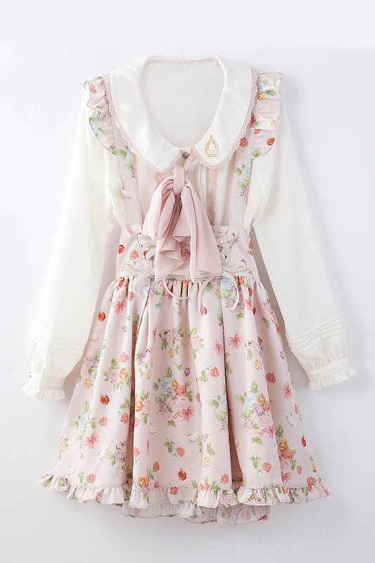 「トップス＆ジャンパースカートセット」のピンクベージュ。