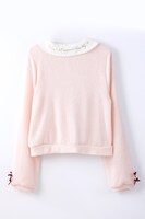 「襟付きカーディガン」のピンク。