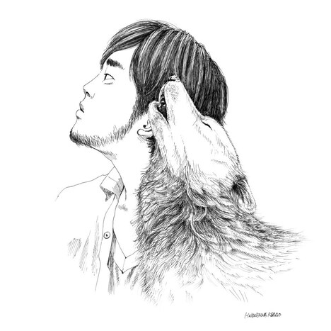 秦基博「Q & A」初回限定盤付属ブックレット「9 & A BOOK Hata Motohiro 9th Anniversary」に掲載された花沢健吾のイラスト