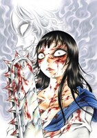 「血まみれスケバンチェーンソー」イラスト。