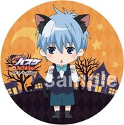 「むっくんのお菓子選び」で景品としてプレゼントされる缶バッジの1種。