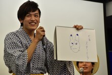 中村嘉惟人が描いた十六夜九衛門。「せめてキツネにしてほしかった」という声が上がった。