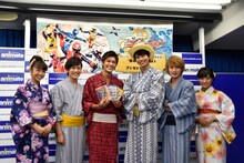 左より山谷花純、中村嘉惟人、西川俊介、多和田秀弥、松本岳、矢野優花。