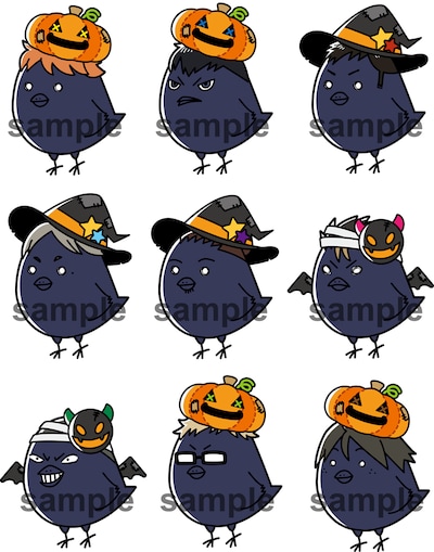 「ヒナガラスのハロウィンパーティー」ヒナガラスの描き下ろしイラスト。