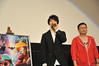「サイボーグ009VSデビルマン」完成披露試写会の様子。左から福山潤、川越淳。
