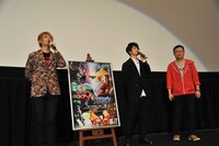 「サイボーグ009VSデビルマン」完成披露試写会の様子。左から浅沼晋太郎、福山潤、川越淳。