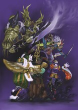 皆川亮二による「スーパー戦隊シリーズ 手裏剣戦隊ニンニンジャー Blu-ray COLLECTION 2」付属ブックレットの表紙イラスト。藤田和日郎のイラストと並べると、ニンニンジャーと戦っている構図になる。