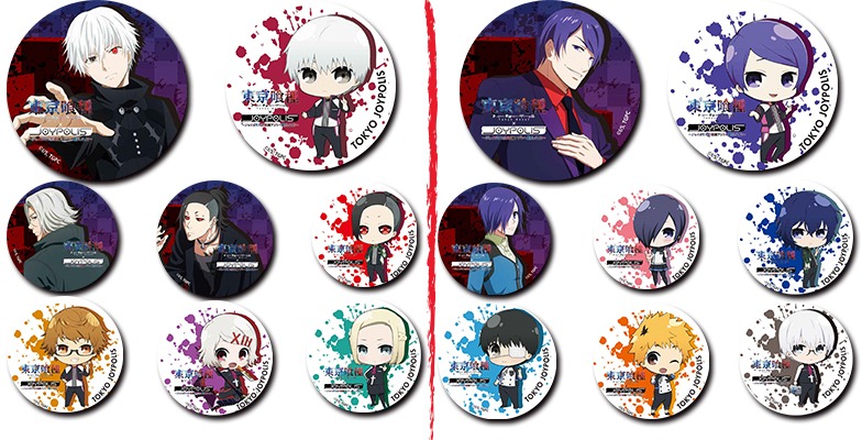 会場で販売されるオリジナル缶バッジ Ver.1とVer.2。