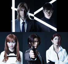 舞台「攻殻機動隊ARISE:GHOST is ALIVE」のキャラクタービジュアル第2弾。左上から時計回りにトグサ（兼崎健太郎）、パズ（井深克彦）、クルツ（護あさな）、ホセ（南圭介）、ツダ・エマ（桃瀬美咲）。