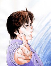 「シティーハンター30周年記念 北条司原画展」のキービジュアルに使用されているイラスト。(c)北条司/NSP 1985