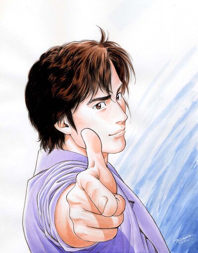 「シティーハンター30周年記念 北条司原画展」のキービジュアルに使用されているイラスト。(c)北条司/NSP 1985