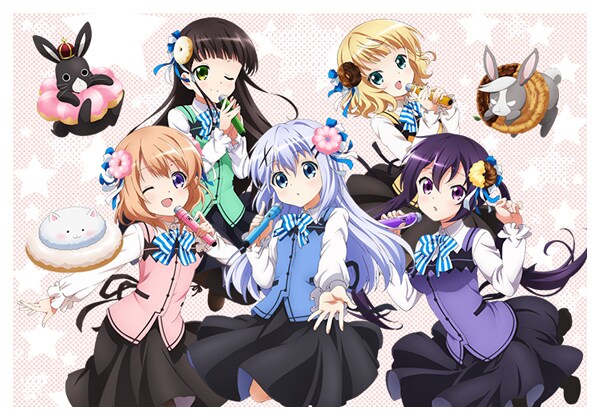 ローソンで展開される「ご注文はうさぎですか??」キャンペーンのため描き下ろされたビジュアル。