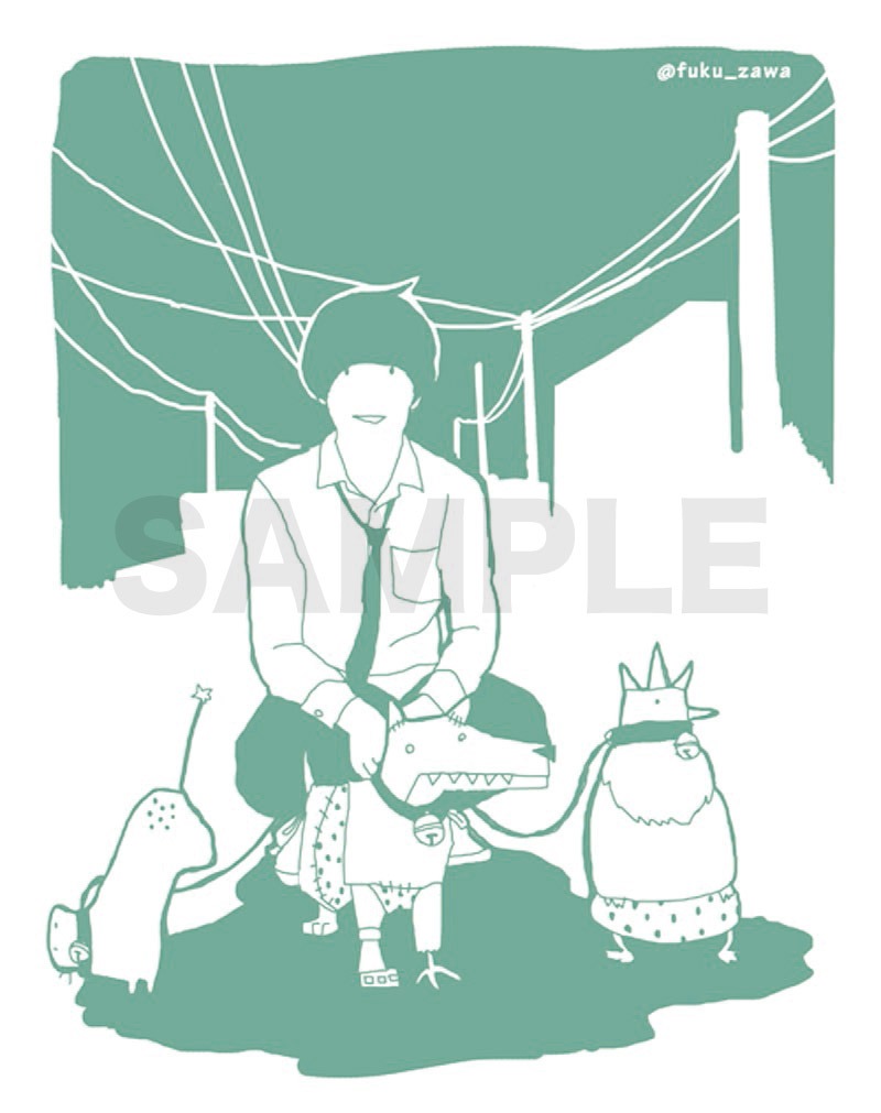 Tシャツにプリントすることができるフクザワのイラスト。