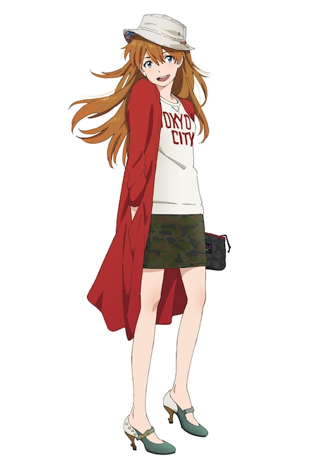 EVANGELION STORE TOKYO-01の4周年記念イラスト。アスカが履いているのは「EVA×ちゃけちょけ真希波・マリ・イラストリアスモデル パンプス」。