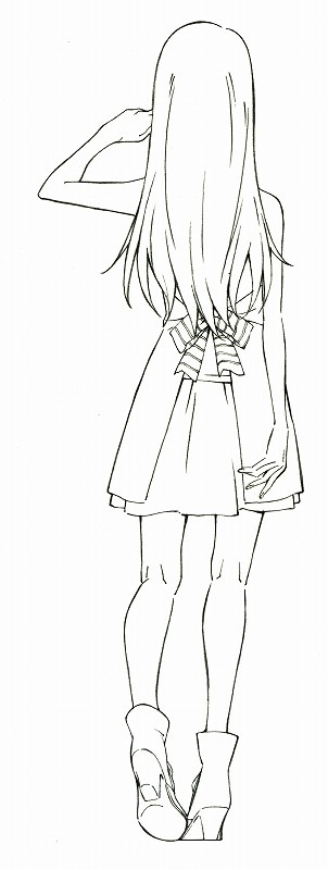 「だがしかし」設定画（遠藤サヤ・全身）