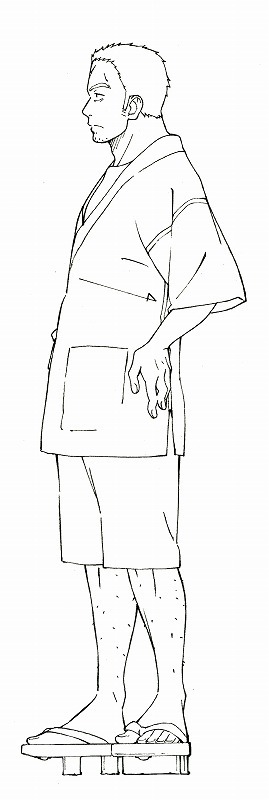 「だがしかし」設定画（鹿田ヨウ・全身）