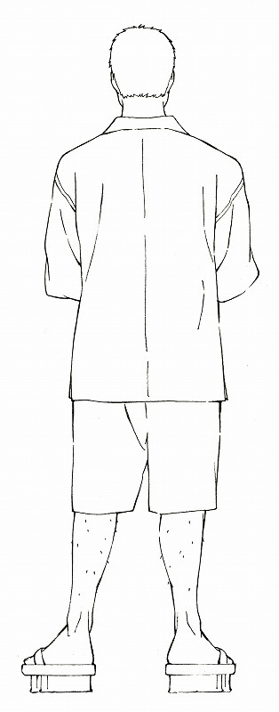 「だがしかし」設定画（鹿田ヨウ・全身）