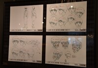 会場に展示されたアニメの資料。