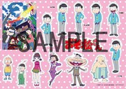 「おそ松さん」のBlu-ray&DVD1巻を予約した人に、先着で進呈されるステッカーの1種。ランダムに配布されるため絵柄は選べない。