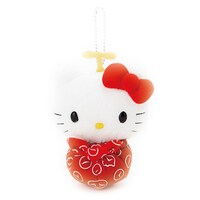 ハローキティのマスコットホルダー。ひっくり返すと「タイムふろしき」が登場する。