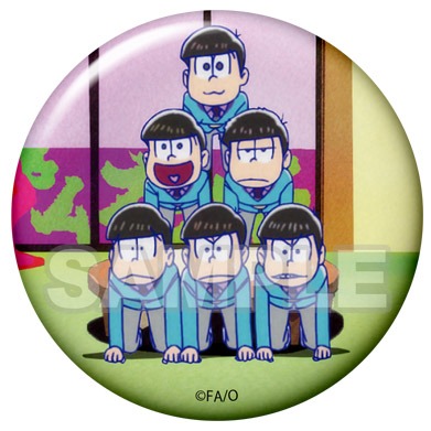 「トレーディング缶バッジ vol.3」の「6つ子ピラミッド（OP ver.）」。