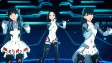 貞本義行デザインで3Dアニメ化されたPerfume。画像は、ベンツ「新型Aクラス」CMのワンシーン。