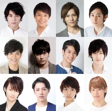 「ミュージカル『テニスの王子様』コンサート Dream Live」副音声解説キャスト。写真左から（上段）和田琢磨、上田悠介、財木琢磨、田中涼星（中段）黒羽麻璃央、青木玄徳、石田隼、本田礼生（下段）小越勇輝、安西慎太郎、古田一紀、神里優希。