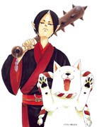 「鬼灯の冷徹」スピンオフ4コマ「シロの足跡」のイラスト。