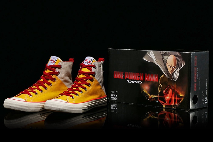 「ワンパンマン」とフットウェアブランドUBIQによるコラボスニーカー「Shoes of the Hero -SAITAMA model-」。価格は9612円。