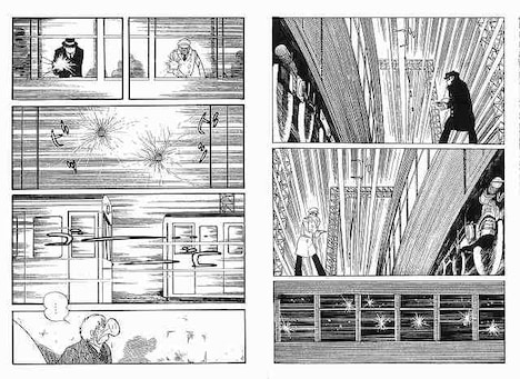 「ロボット刑事」より対決のシーン。画像は修復前のもの。