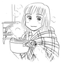 おざわゆき「魔法のストーブごはん」のイラスト。