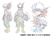 ヒーローコスチュームを着用した爆豪勝己の設定画。