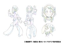 ヒーローコスチュームを着用した麗日お茶子の設定画。